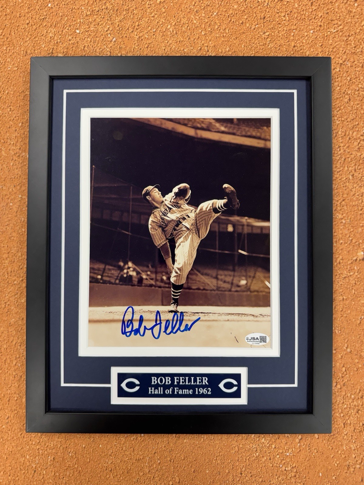 Bob Feller Autographed Signed 8x10 Photo Jsa Auto Custom Framed Cleveland Indians 