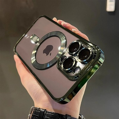 Magsafe Wireless Charge Plating Clear Case For iPhone 17 11 12 13 14 15 16 Pro M