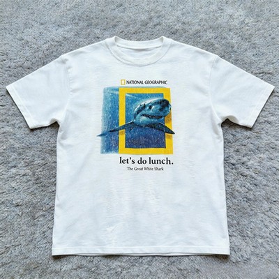 National Geographic Let's Do Lunch Great White Shark Graphic T-Shirt Size S-5XL