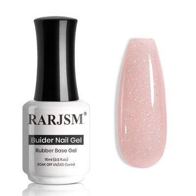 Nude Glitter Rubber Base Gel Nail Polish Icy Jelly Pink Rainbow Shimmer Rubber B