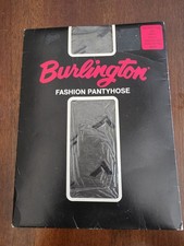Vintage Burlington Black Patterned Nylon Pantyhose Size S Women's NWT USA Made