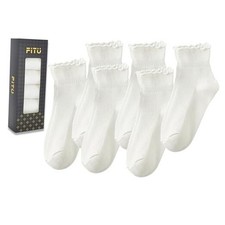 Women's Trim Ruffle Frilly Turn Cuff Socks One Size Ankle Lettuce Trim 6 White