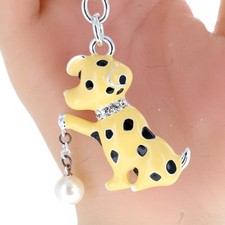 Rhinestone Enamel 3D Keychain Dog Playing Cham Pendant Bag, Purse Charm