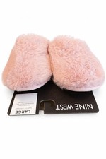 Nine West Peach Faux Fur Memory Foam Women's Slippers Large Indoor/Outdoor