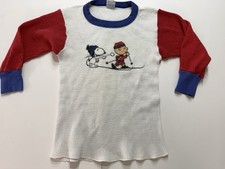 Vintage Snoopy Showtoons Made USA Hanes Waffle Knit Thermal Shirt 6-8 Years