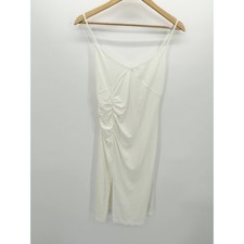 QHMP Womens White Ruched Mini Slip Dress Size L NWT Cocktail Party Event Minimal