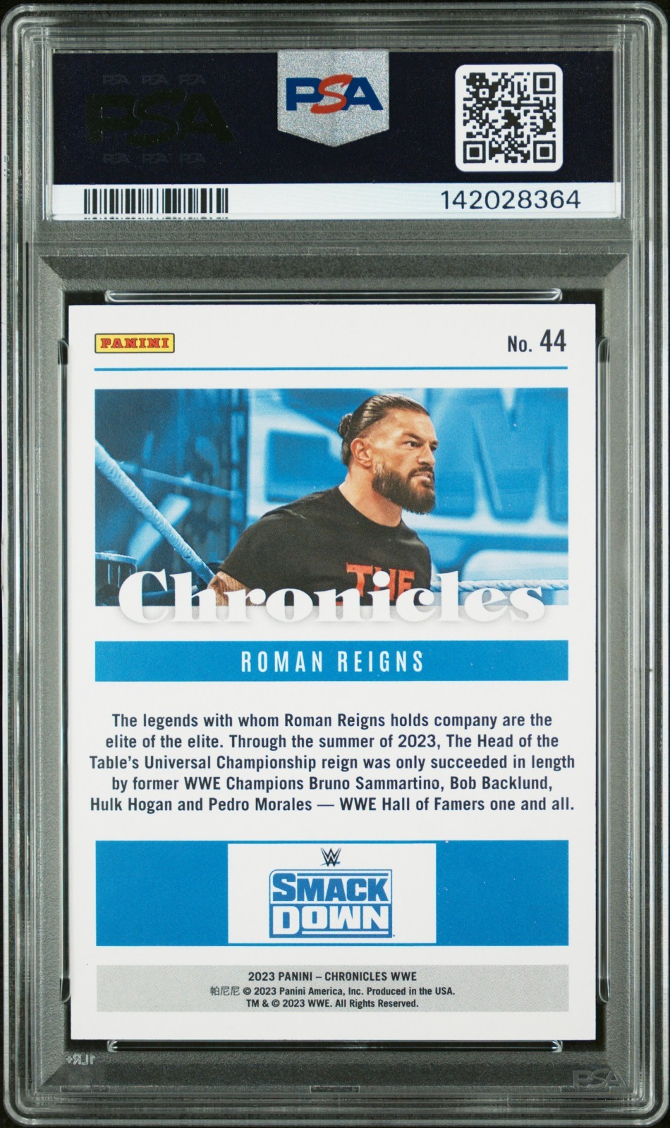 Roman Reigns 2023 Chronicles WWE #44 HOLO Silver 17/25 PSA 9 Mint Pop 1 view 2