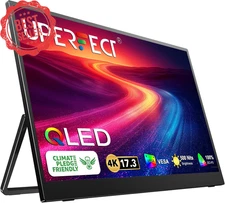 17.3" 4K Portable Monitor QLED HDR FreeSync USB-C HDMI w/ Speakers & Stand