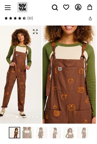 Lucy & Yak Pumpkin Patch bestickt Baumwolle Latzhose UK 16R guter Zustand - Bild 9 von 12