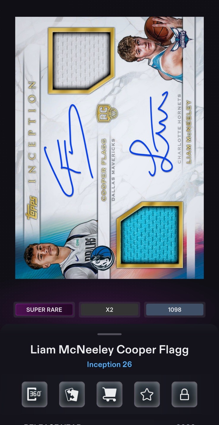 DIGITAL 2025-26 Topps NBA Collect Topps Inception Cooper Flagg/Liam McNeeley RPA