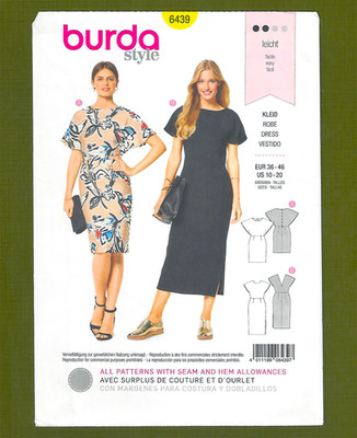 Misses Close Fit Dress Sewing Pattern ~ Two Variations (Sizes 10-20) Burda 6439