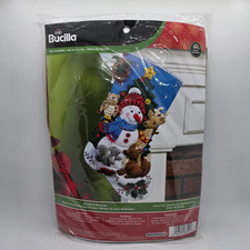 2014 Bucilla 18" Felt Christmas Stocking Kit Woodland Snowman 86505 NOS 023