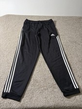 Adidas Track Pants Youth Large Black 3-Stripes Joggers Soccer Athletic Logo