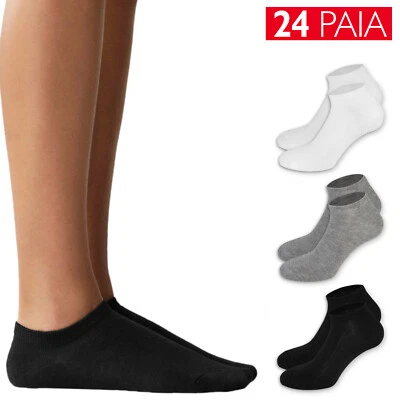Set 24 Paia Calzini Fantasmini Uomo Donna Corti Mini Calze Cotone Pedulini VEQUE - Immagine 1 di 4
