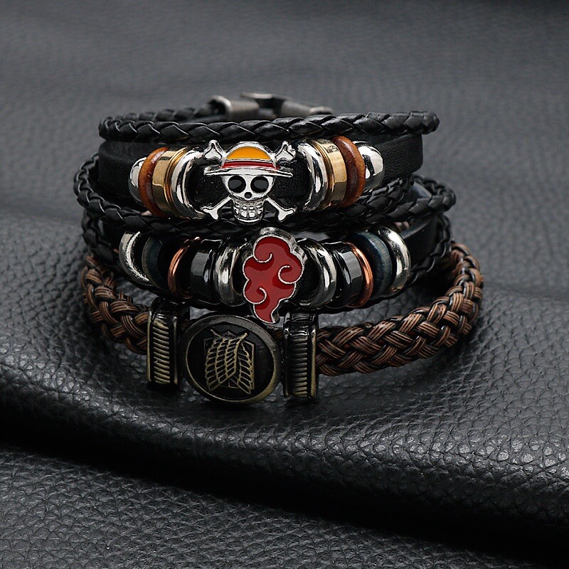Pulsera de cuero One Piece Luffy Skull anime temática manga imprescindible