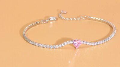 Romantic Adjustable CZ Ladies 925 Sterling Silver Pink Love