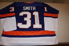 BILLY SMITH #31 Sewn Stitched Autographed Custom BLUE Islanders JERSEY JSA