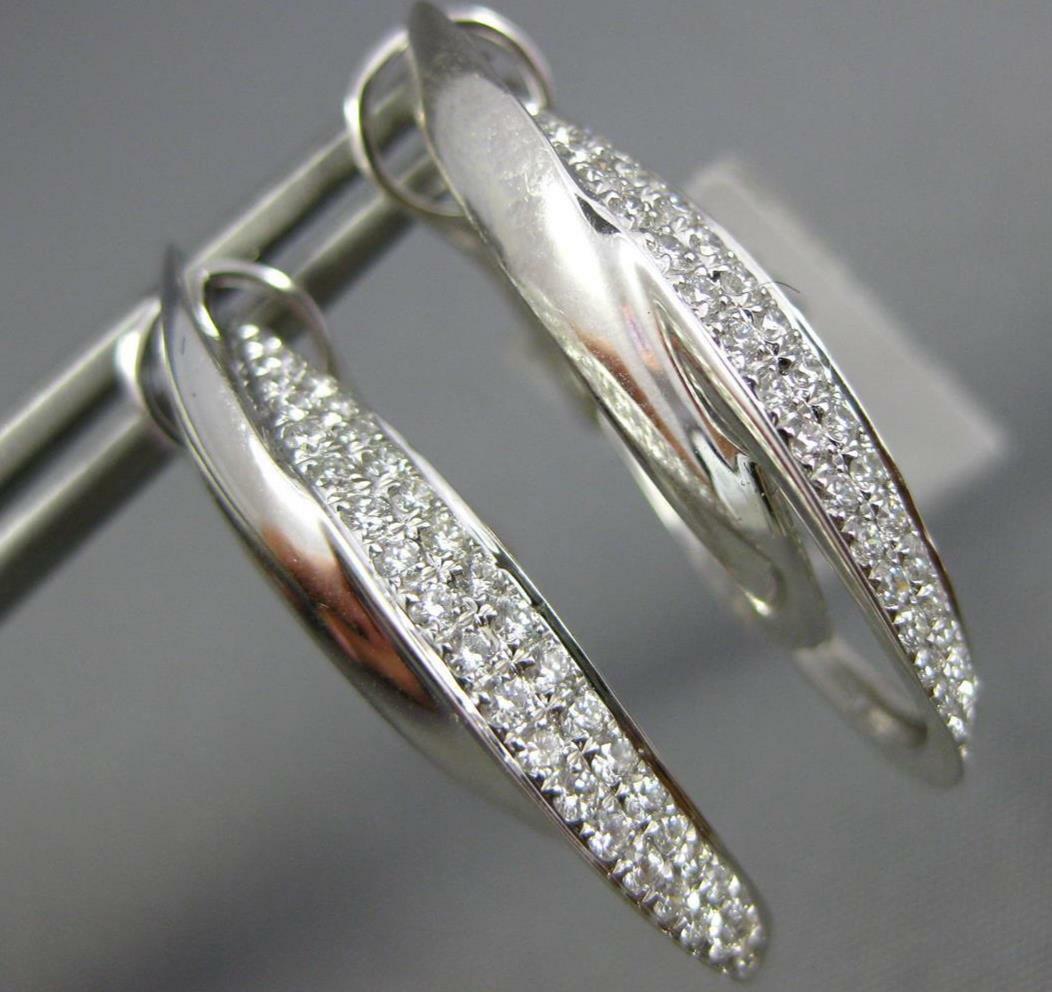 FILA ORECCHINI DA APPENDERE .51 CT DIAMANTE ORO BIANCO 18KT 3D 2 FILE CLIP CROCE CRISS SU CERCHIO
