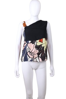 Dior × Raf Simons Resort 2015 Multicolor Floral Paint Silk Top Size Women's / S