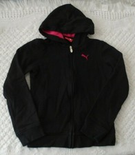 PUMA L Large 7 8 10 12 Small Girls Jacket Hoodie Sweatshirt black VGUC zip-up