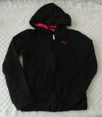 PUMA L Large 7 8 10 12 Small Girls Jacket Hoodie Sweatshirt black VGUC zip-up