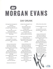 Morgan Evans Signed Autographed Day Drunk Song Lyric Sheet Country Star ACOA COA