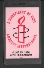 Amnistía Concierto Back Stage Pass POLICÍA Lou Reed Gabriel U2 Joni Mitchell MTV
