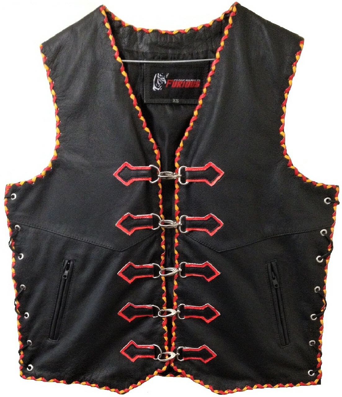 Motorcycle Leather Vest Buckle Motorbike Rider Custom Braided Leather Biker Vest