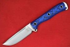 Busse Custom Nuclear AMS .17" Satin INFI w/Sharpened Top, Blue/Black G10 Handle
