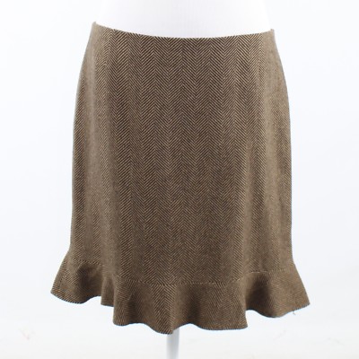 Brown herringbone DAVID MEISTER flared hem pencil skirt 12