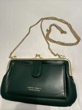 Forever Tamiko Green Faux Leather Clutch Or Shoulder Bag With Chain Strap NWOT