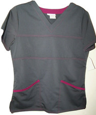 ScrubStar Solid Dark Gray Scrub Top Uniform With Womens Size XS NWT
