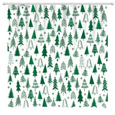 Christmas Shower Curtain 72" x 72" Christmas Trees Home Bathroom Decorations ...
