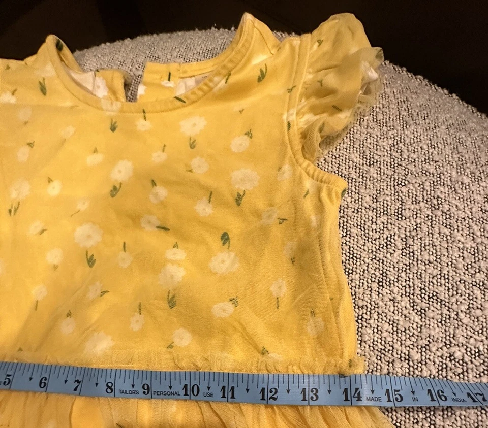 Vestido saia de tule Hanna Andersson feminino tamanho 10 amarelo margarida manga curta - Imagem 3 de 4