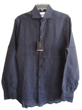 Massimo Dutti Men's Dress Shirt Black Lino Slim fit 185/108A Size 40 / 153/4 NWT