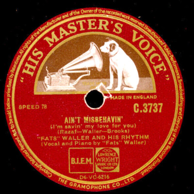 FATS WALLER Ain't misbehavin' / Moppin' and boppin'  E+! Jazz in XXL 78rpm G4671