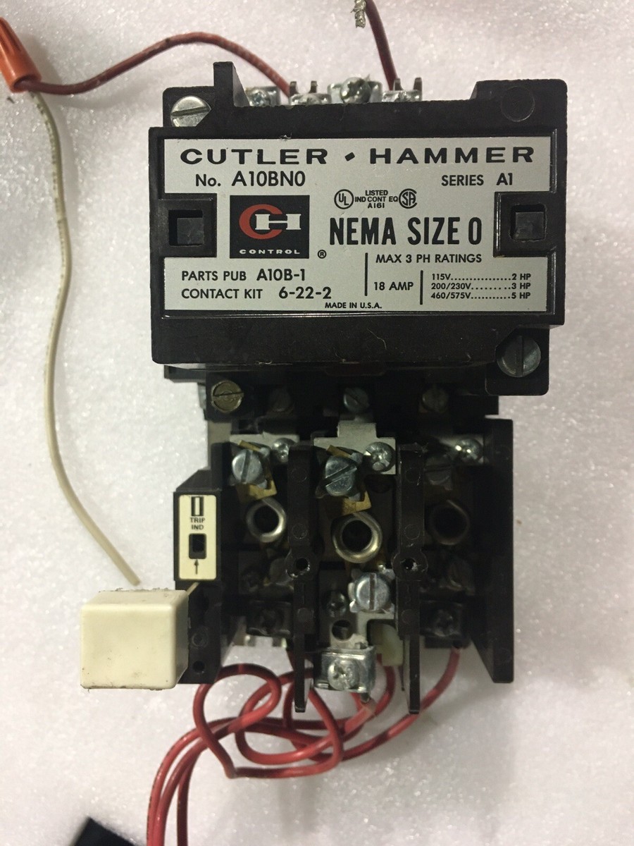 EATON CORPORATION CUTLER HAMMER A10BNO NEMA SIZE 0 SER. A1 | eBay