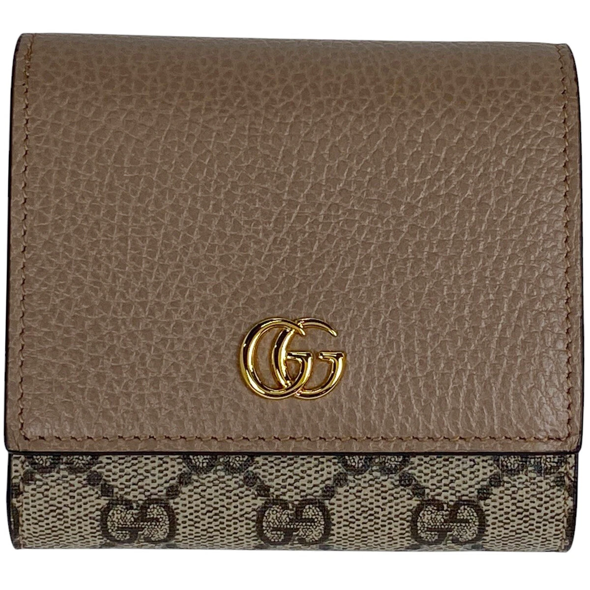 GUCCI Portefeuille Double G Bicolore Moyen Motif GG GG Marmont Portefeuille Bi Pliable...