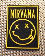 Nirvana (band) Smiley Face Embroidered Patch Iron-On Sew-On US ship Rock Grunge