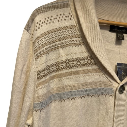 Tasso Elba Sweater Luxe Lounge Silk Cashmere Cotton Blend Cardigan Large NWT - Picture 2 of 5