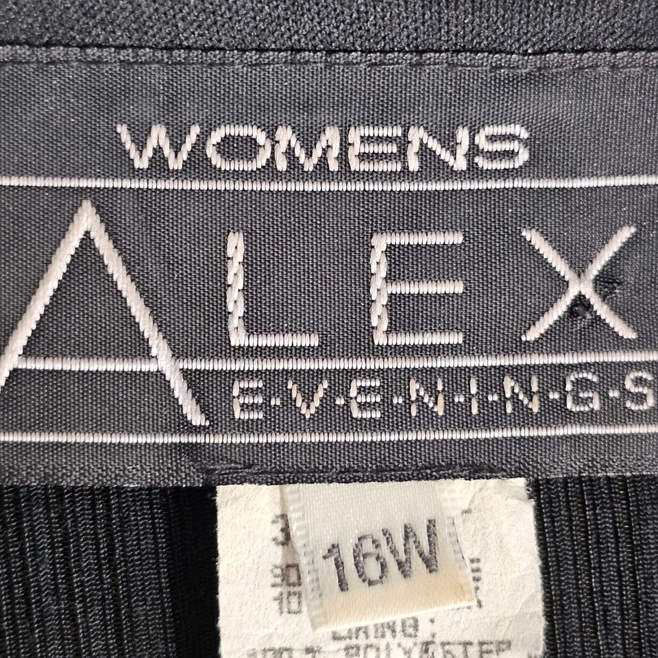 Cárdigan de fiesta Alex Evenings negro brillante frente abierto tejido con cuentas talla 16W Foto 4 de 4