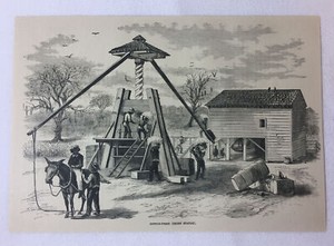 1880 magazine engraving ~ COTTON PRESS in South Carolina