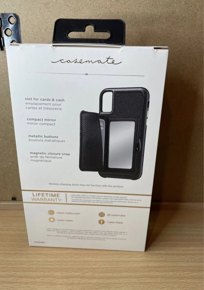 Funda de teléfono iPhone X compacta espejo negra con billetera NUEVA CaseMate Foto 3 de 4
