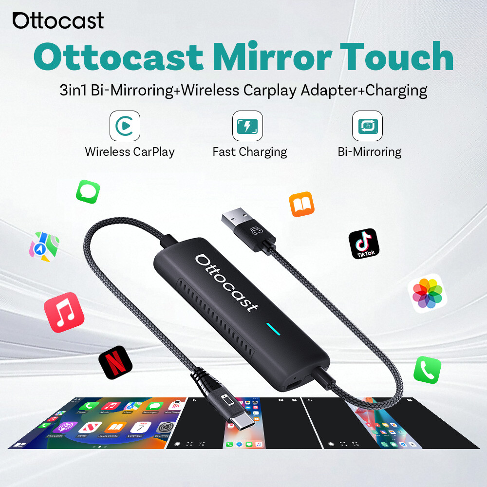 Ottocast Mirror Touch Wireless CarPlay Adapter Bi-Control