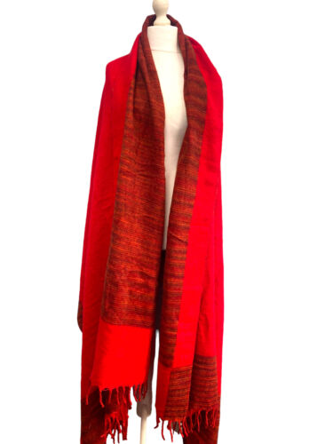 Shawl RED blanket PONCHO scarf  wrap yoga meditation hippy boho pashmina fleece - Afbeelding 1 van 5