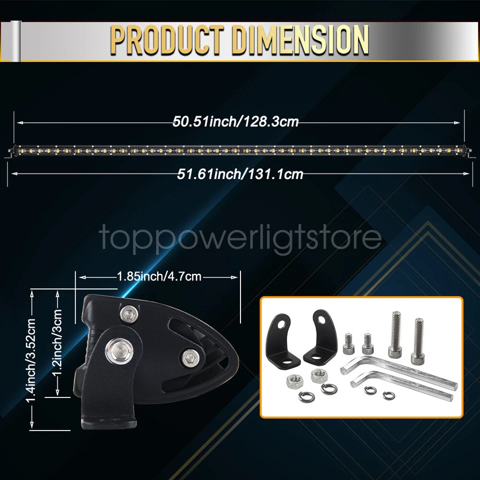 For Can-am Maverick X3 UTV  50inch Amber white Strobe +7" LED Light Bar +4" Pods - Image 2 of 4