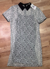Michael Michael Kors Black White Floral Lace Shift Dress Peter Pan Collar  6