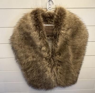 NEW Women's Tulip Bridal Brown Faux Fur Stole Wrap Shaw NWT Size Small