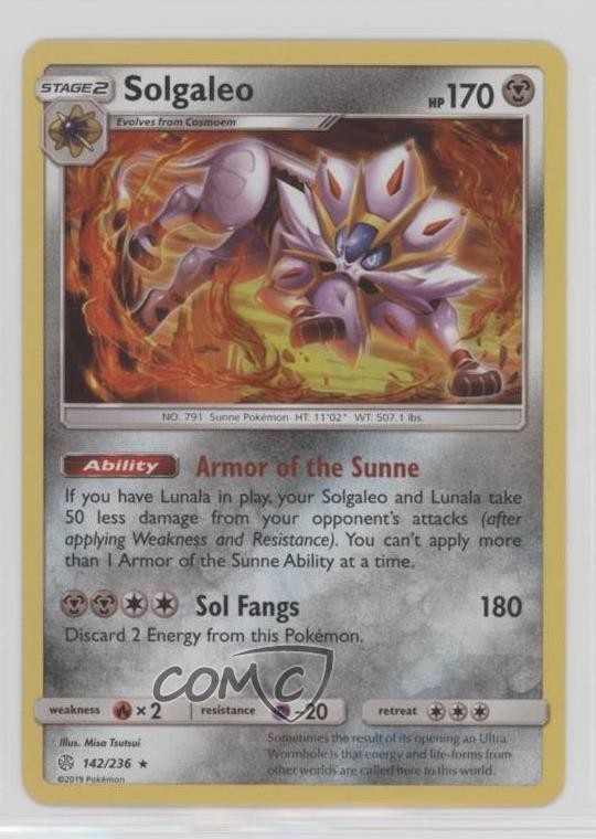 Solgaleo Holo Pokémon Sun & Moon Cosmic Eclipse #142