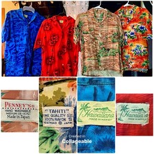 Set of 4 True Vintage 50's Aloha Shirts Penneys Hawaiiana Tahiti